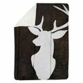 Begin Home Decor 60 x 80 in. Silhouette of A Deer on Wood-Sherpa Fleece Blanket 5545-6080-AN88